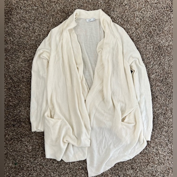 Vince Waterfall Open Front Ivory Cardigan Sweater - Picture 4 of 5